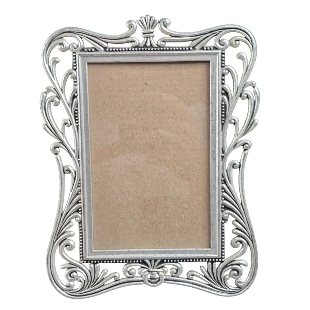 Lawrence Frames Silver Metal Filigree Ornate Scroll Tabletop Photo Frame 4x6